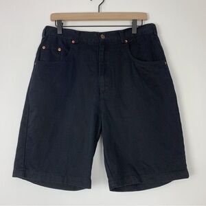 Vintage 90s Hi-rise LA Blues Jeans 32 Black Rigid Denim Shorts 100% Cotton